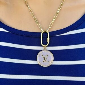 Authentic Louis Vuitton trunks & bag zip charm pendant gold plated necklace